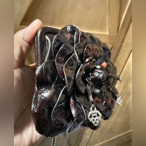 Brighton Preloved Brown Patton Floral Leather Clutch